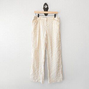 Express Editor Wide Leg Pants Yellow Stripe High Rise Trouser Size 8 32x32